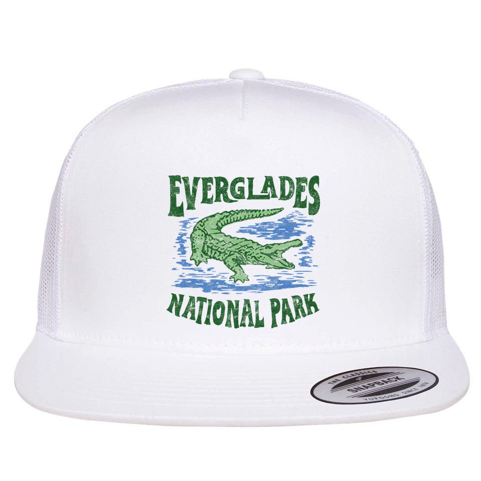 Everglades National Park Florida Retro Alligator Flat Bill Trucker Hat