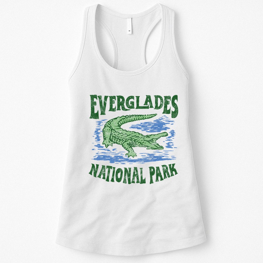 Everglades National Park Florida Retro Alligator Womens Tank Top
