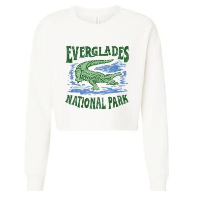Everglades National Park Florida Retro Alligator Cropped Pullover Crew
