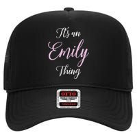 Emily Name Personalized Women Girl Pink Black Cute High Crown Mesh Back Trucker Hat