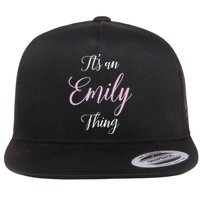 Emily Name Personalized Women Girl Pink Black Cute Flat Bill Trucker Hat