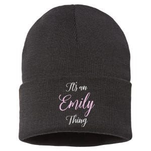 Emily Name Personalized Women Girl Pink Black Cute Sustainable Knit Beanie