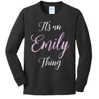 Emily Name Personalized Women Girl Pink Black Cute Kids Long Sleeve Shirt