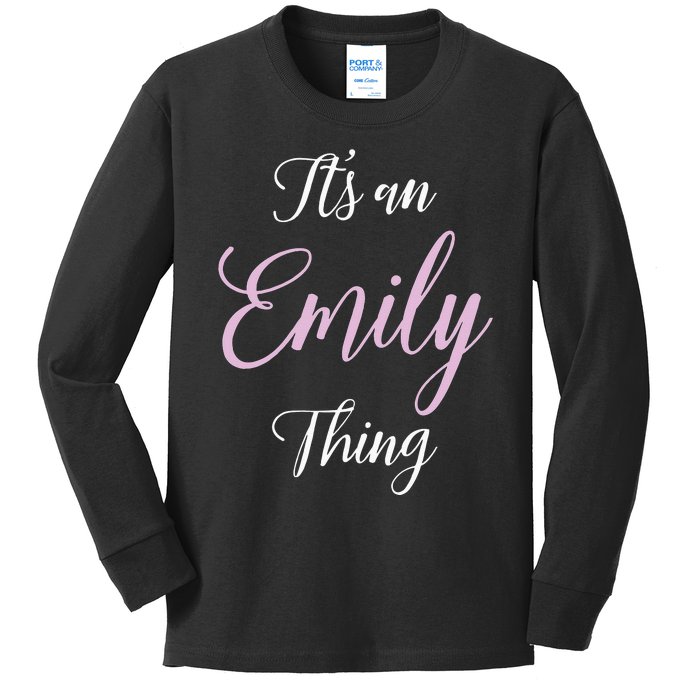 Emily Name Personalized Women Girl Pink Black Cute Kids Long Sleeve Shirt