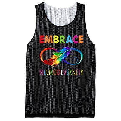 Embrace Neurodiverity Rainbow Infinity Feather Autism Mesh Reversible Basketball Jersey Tank