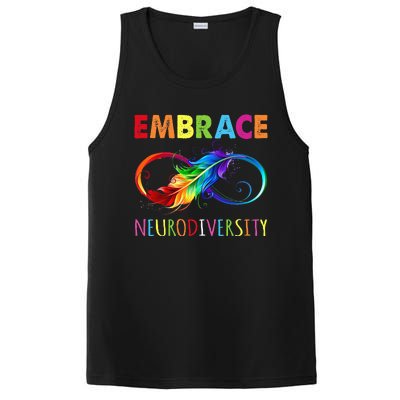 Embrace Neurodiverity Rainbow Infinity Feather Autism PosiCharge Competitor Tank