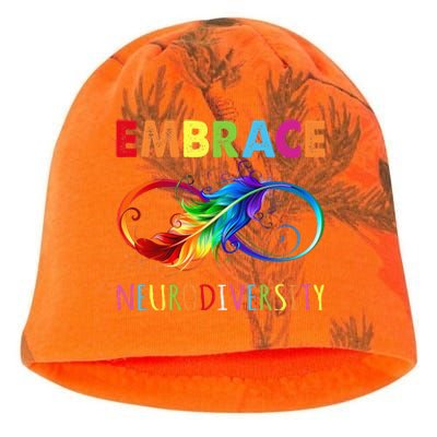 Embrace Neurodiverity Rainbow Infinity Feather Autism Kati - Camo Knit Beanie