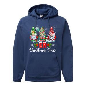 Er Nurse Squad Gnomies Nurse Christmas Gnomes Crew Xmas Performance Fleece Hoodie