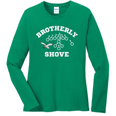 Eagles Nick Sirianni Brotherly Shove Ladies Long Sleeve Shirt