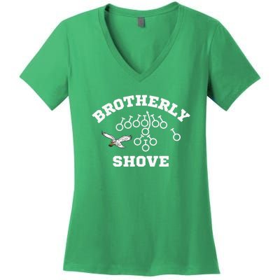 Eagles Nick Sirianni Brotherly Shove Women's V-Neck T-Shirt