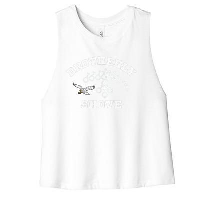 Eagles Nick Sirianni Brotherly Shove Women's Racerback Cropped Tank