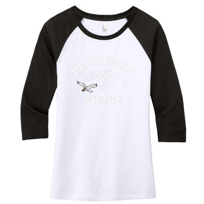 Eagles Nick Sirianni Brotherly Shove Women's Tri-Blend 3/4-Sleeve Raglan Shirt