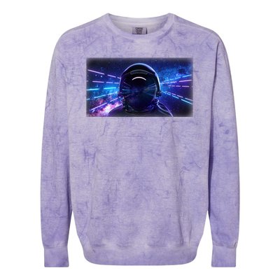 Eighties Neon Space Astronaut Colorblast Crewneck Sweatshirt