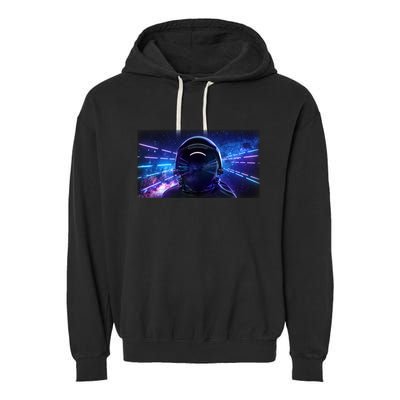 Eighties Neon Space Astronaut Garment-Dyed Fleece Hoodie