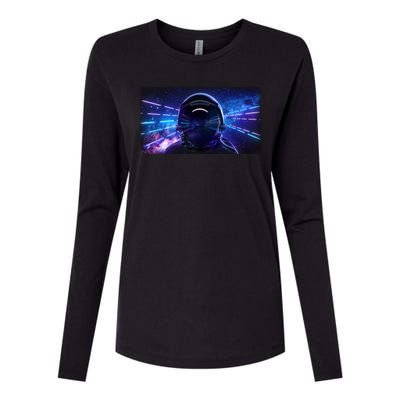 Eighties Neon Space Astronaut Womens Cotton Relaxed Long Sleeve T-Shirt