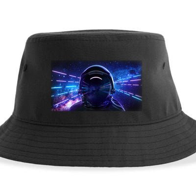 Eighties Neon Space Astronaut Sustainable Bucket Hat