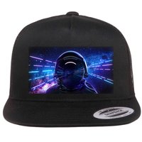 Eighties Neon Space Astronaut Flat Bill Trucker Hat