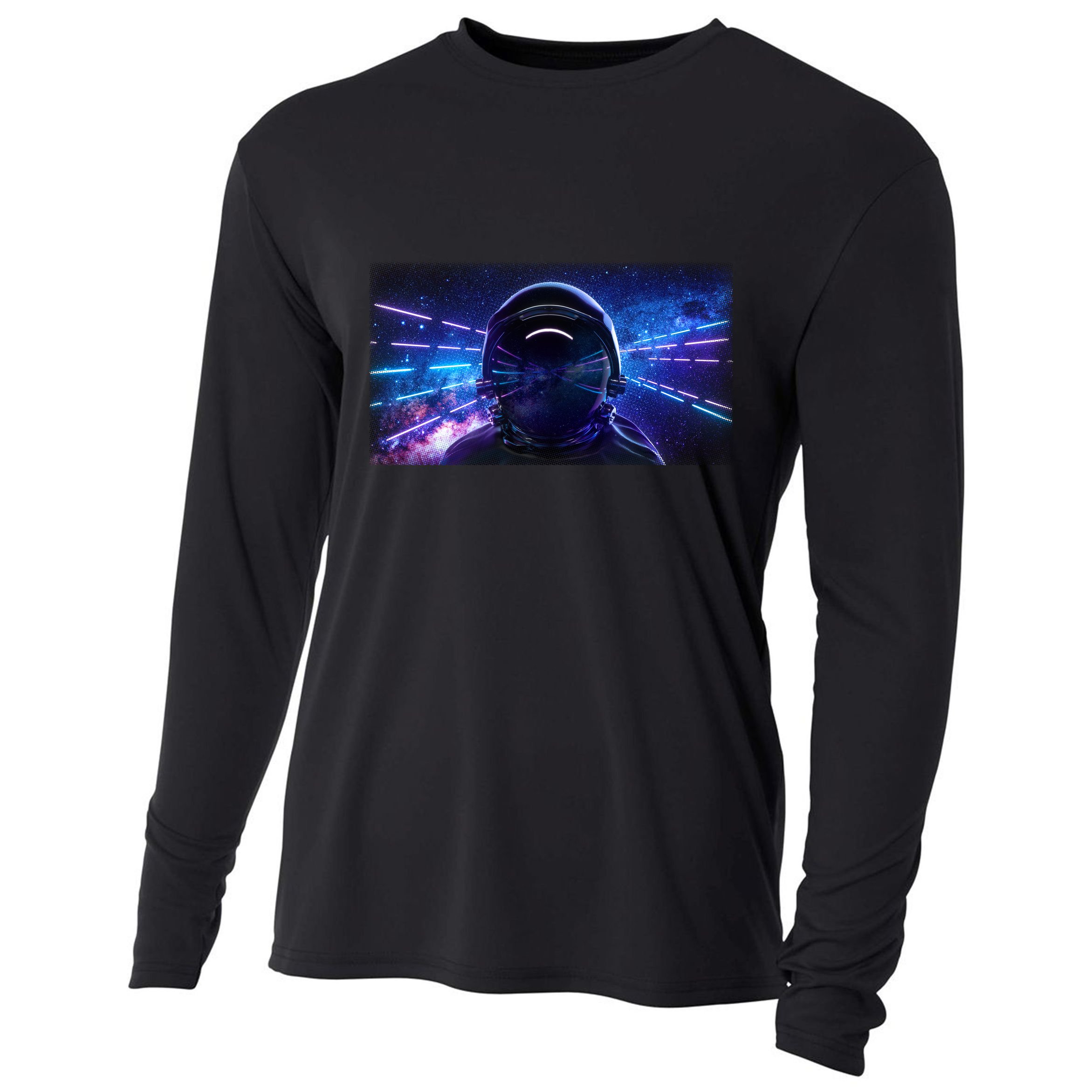 Eighties Neon Space Astronaut Cooling Performance Long Sleeve Crew