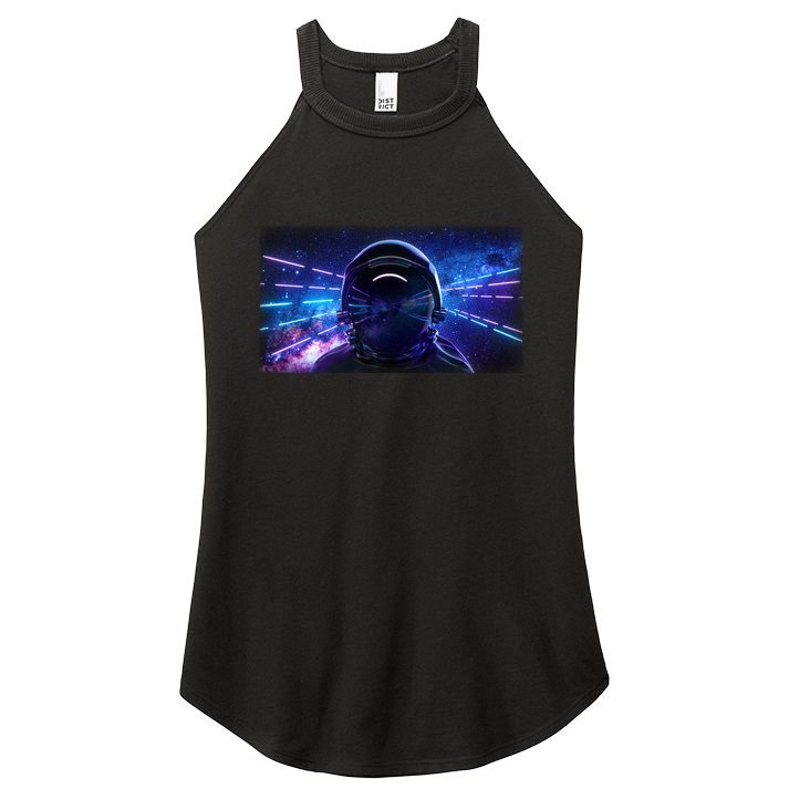 Eighties Neon Space Astronaut Women's Perfect Tri Rocker Tank