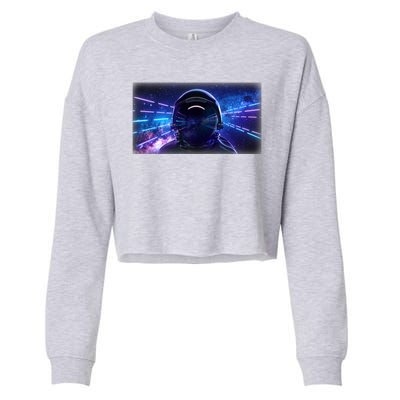 Eighties Neon Space Astronaut Cropped Pullover Crew