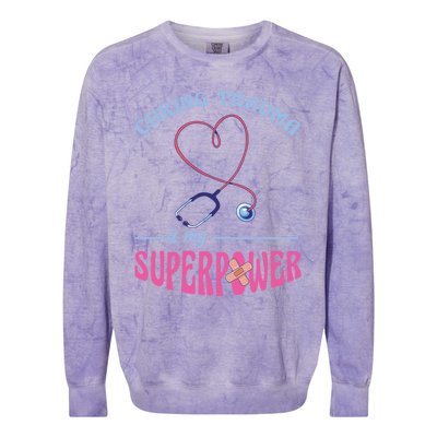 Er Nurse Superpower Emergency Room Nurse Nursing School Gift Colorblast Crewneck Sweatshirt