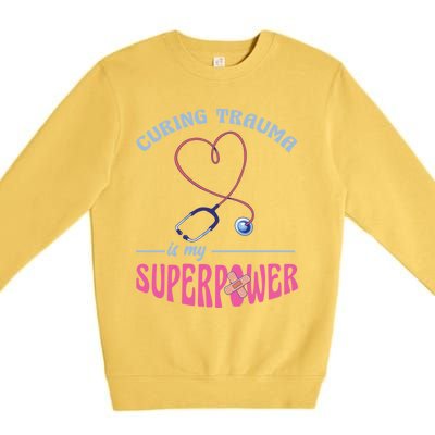 Er Nurse Superpower Emergency Room Nurse Nursing School Gift Premium Crewneck Sweatshirt