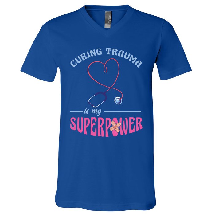 Er Nurse Superpower Emergency Room Nurse Nursing School Gift V-Neck T-Shirt