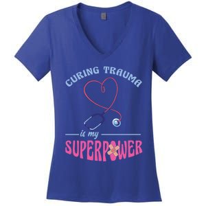 Er Nurse Superpower Emergency Room Nurse Nursing School Gift Women's V-Neck T-Shirt