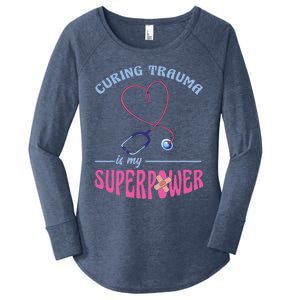 Er Nurse Superpower Emergency Room Nurse Nursing School Gift Women's Perfect Tri Tunic Long Sleeve Shirt