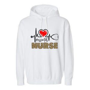 Essential Nurse Stethoscope Heartbeat Valentines Gift Garment-Dyed Fleece Hoodie