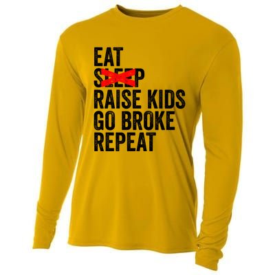 Eat No Sleep Raise Go Broke Repeat Mothers Day Funny Gift Cooling Performance Long Sleeve Crew