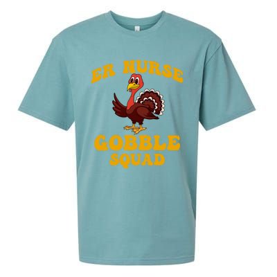 Er Nurse Turkey Gobble Squad Thanksgiving Gift Sueded Cloud Jersey T-Shirt