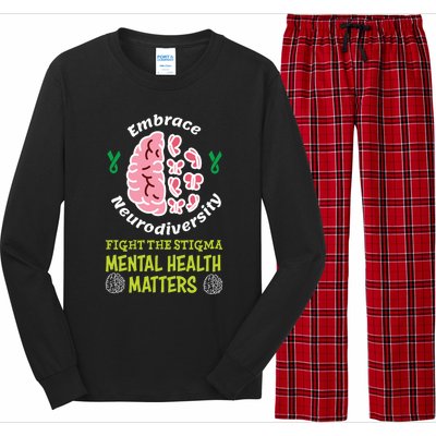 Embrace Neurodiversity Tal Health Matters Mind Therapist Gift Long Sleeve Pajama Set