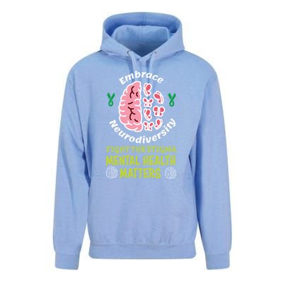 Embrace Neurodiversity Tal Health Matters Mind Therapist Gift Unisex Surf Hoodie