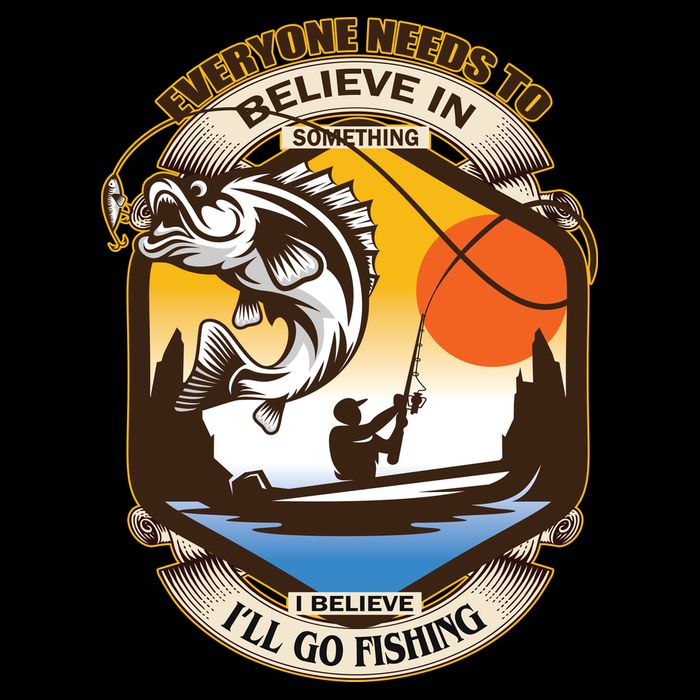 Everyone Needs To Believe In Something I Believe I'll Go Fishing USA-Made Doggie Bandana