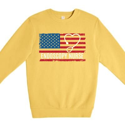 Endoscopy Nurse Usa Flag Patriotic Gift Premium Crewneck Sweatshirt