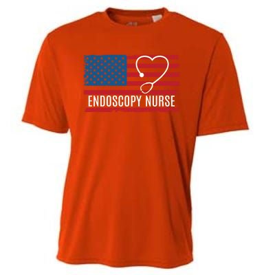 Endoscopy Nurse Usa Flag Patriotic Gift Cooling Performance Crew T-Shirt