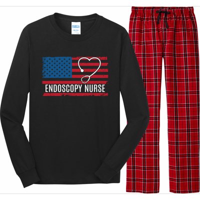 Endoscopy Nurse Usa Flag Patriotic Gift Long Sleeve Pajama Set