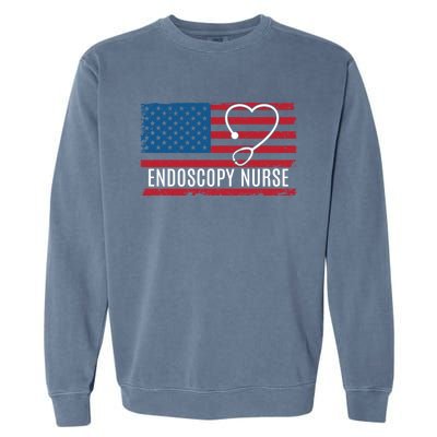 Endoscopy Nurse Usa Flag Patriotic Gift Garment-Dyed Sweatshirt