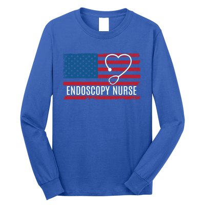 Endoscopy Nurse Usa Flag Patriotic Gift Long Sleeve Shirt