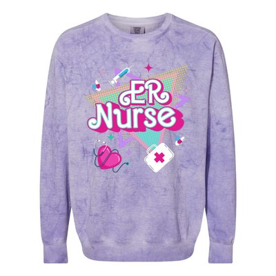 Er Nurse Vintage Ed Emergency Department Nurse Life Wo Colorblast Crewneck Sweatshirt