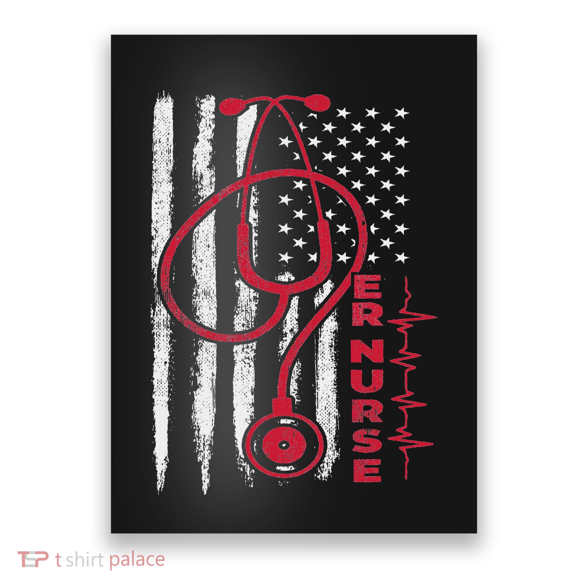 Er Nurse With American Flag Design Poster