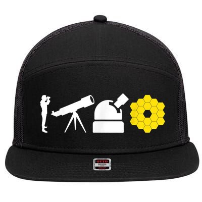 Evolution Of Astronomy Telescopes James Webb Space Telescope 7 Panel Mesh Trucker Snapback Hat