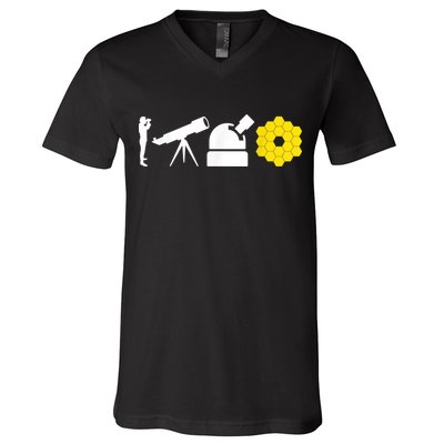 Evolution Of Astronomy Telescopes James Webb Space Telescope V-Neck T-Shirt