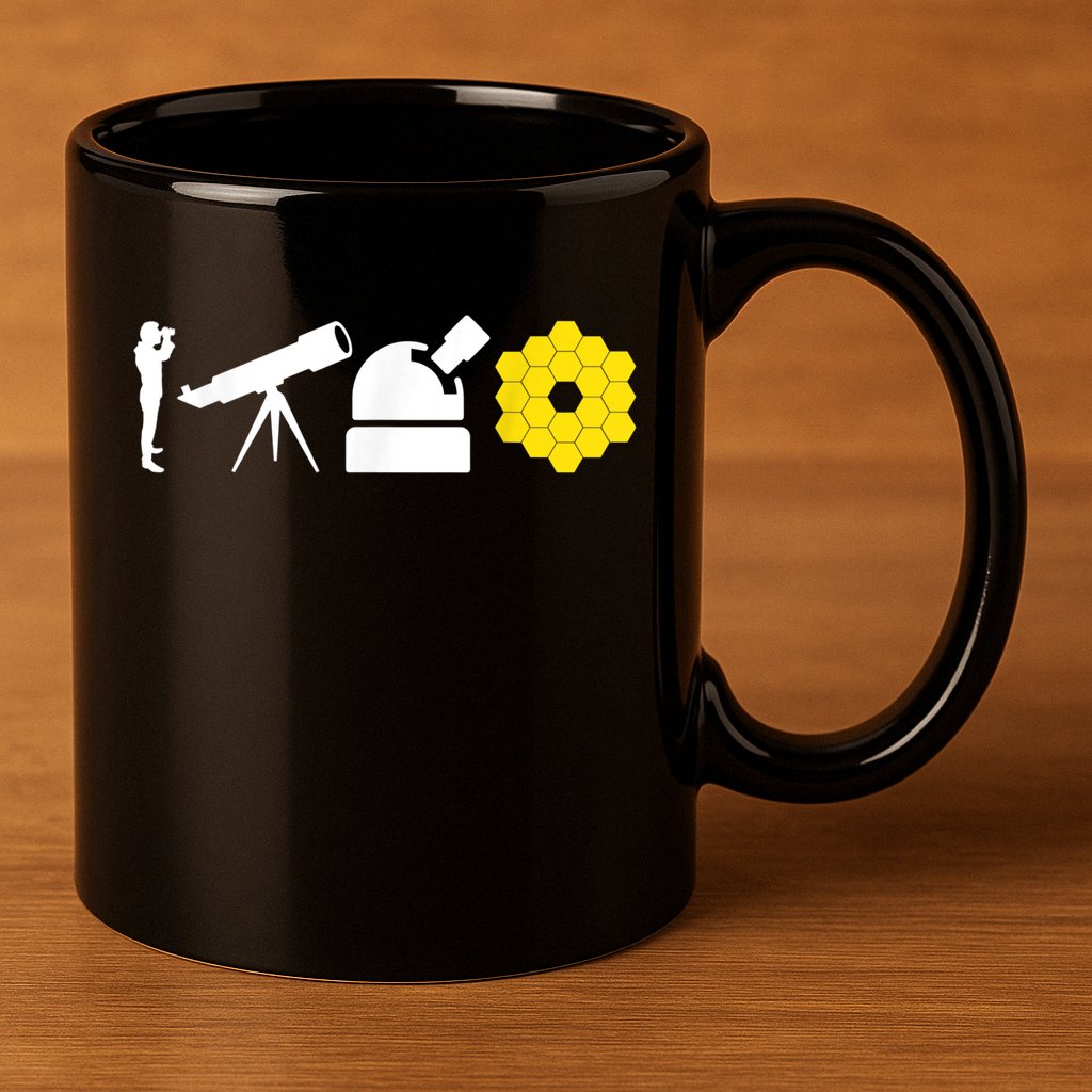 Evolution Of Astronomy Telescopes James Webb Space Telescope 11oz C Handle Ceramic Mug