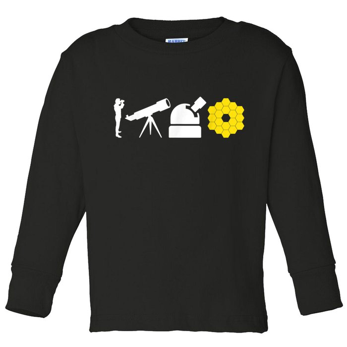 Evolution Of Astronomy Telescopes James Webb Space Telescope Toddler Long Sleeve Shirt