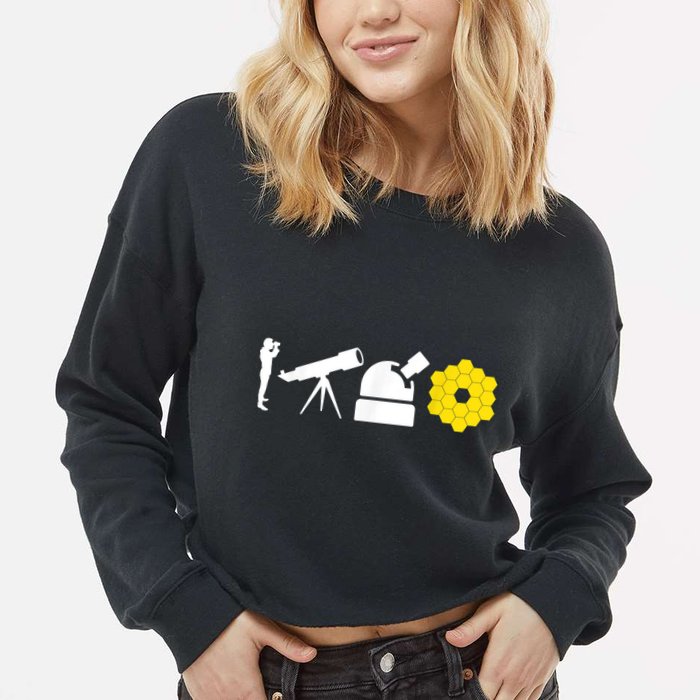 Evolution Of Astronomy Telescopes James Webb Space Telescope Cropped Pullover Crew