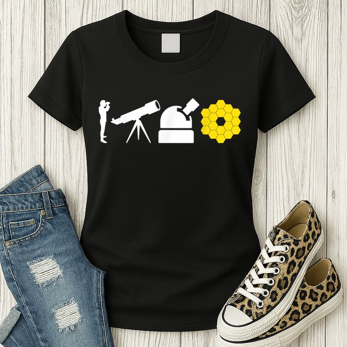 Evolution Of Astronomy Telescopes James Webb Space Telescope Womens T-Shirt