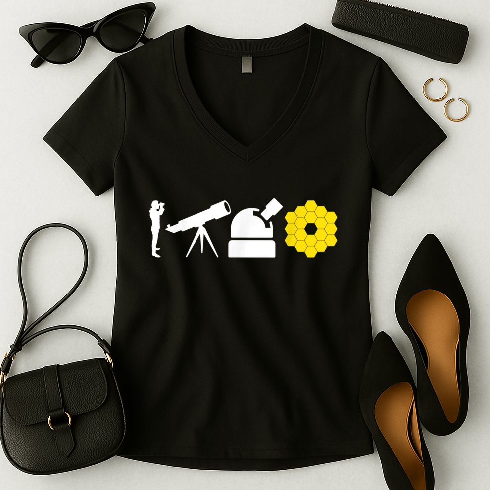 Evolution Of Astronomy Telescopes James Webb Space Telescope Women's V-Neck T-Shirt