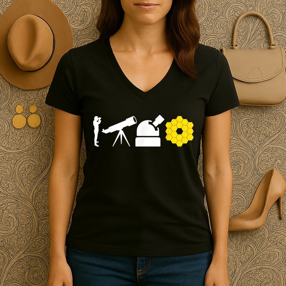 Evolution Of Astronomy Telescopes James Webb Space Telescope Women's V-Neck T-Shirt